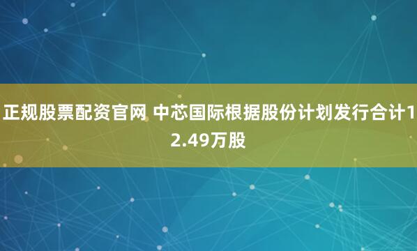 正规股票配资官网 中芯国际根据股份计划发行合计12.49万股