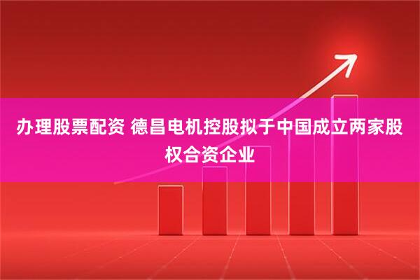办理股票配资 德昌电机控股拟于中国成立两家股权合资企业